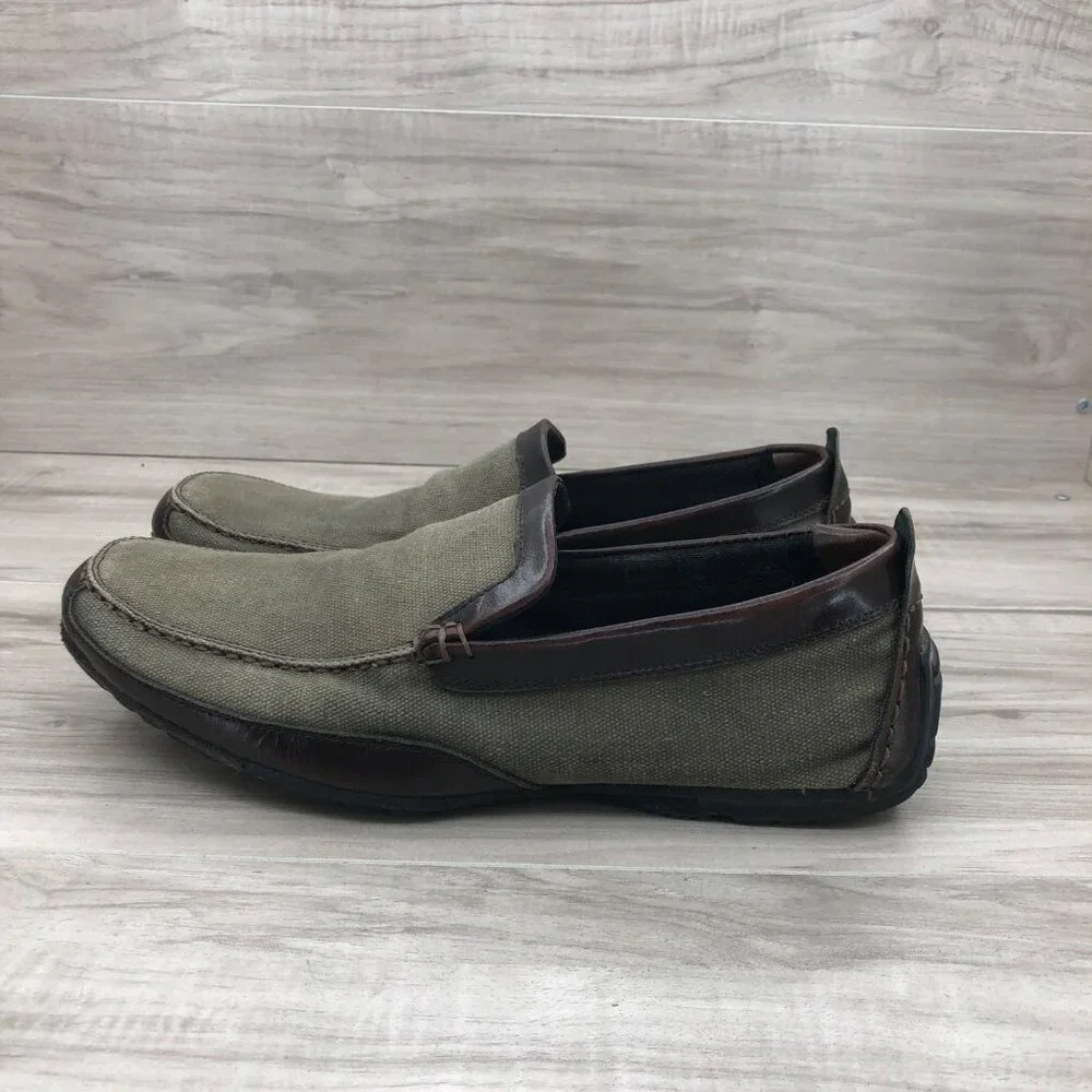 Robert Wayne Driving Loafers Mens 7 Green Canvas Slip On Casual Shoes